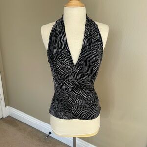 White House Black Market Black and White Patterned Top